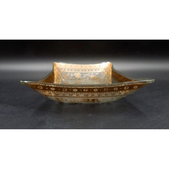 Georges Briard Persian Garden Bent Edge Gold Serving Tray Plate 11 Inch MCM - Picture 8 of 9